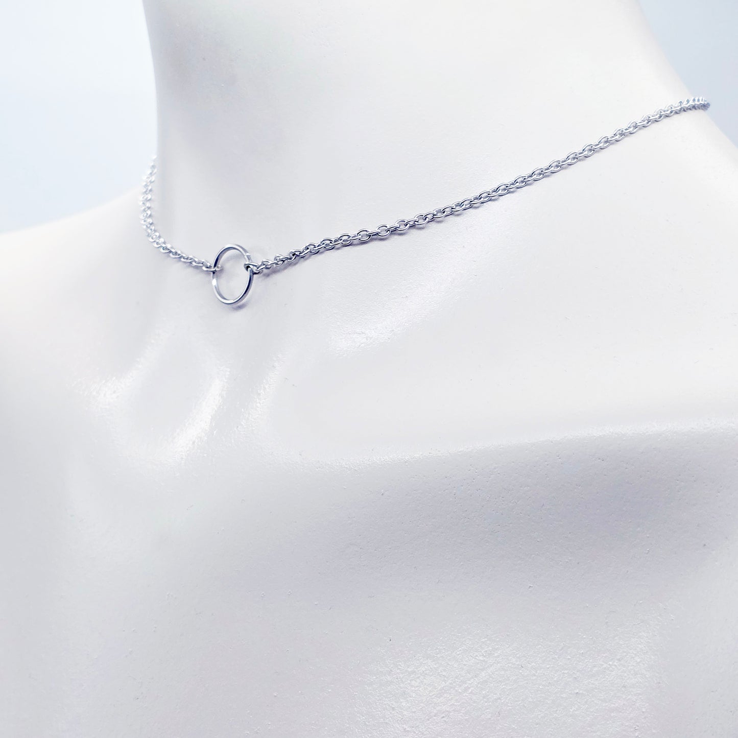 Stainless Steel Circle of O Necklace, Discreet Day Collar, 24/7 BDSM Submissive Collar, Choker