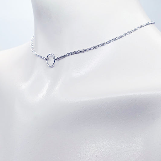 Stainless Steel Circle of O Necklace, Discreet Day Collar, 24/7 BDSM Submissive Collar, Choker