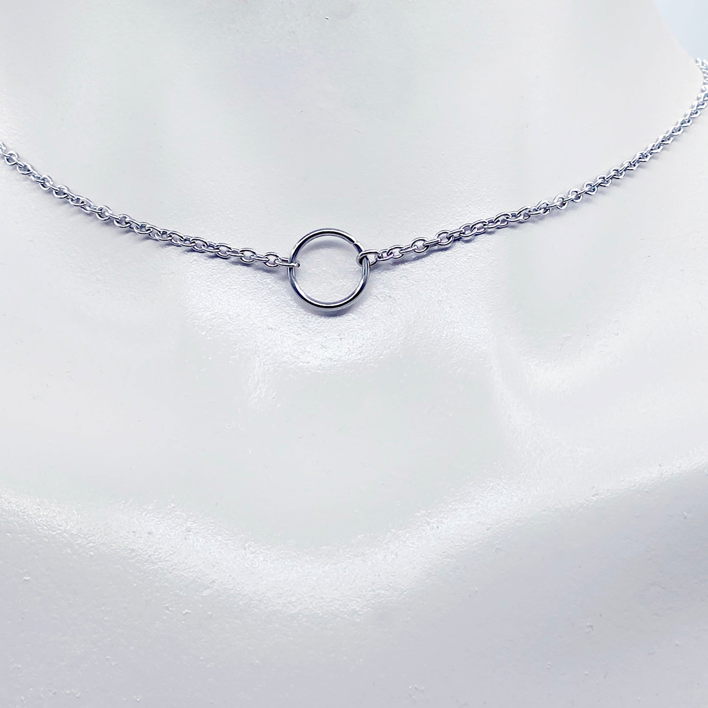 Stainless Steel Circle of O Necklace, Discreet Day Collar, 24/7 BDSM Submissive Collar, Choker