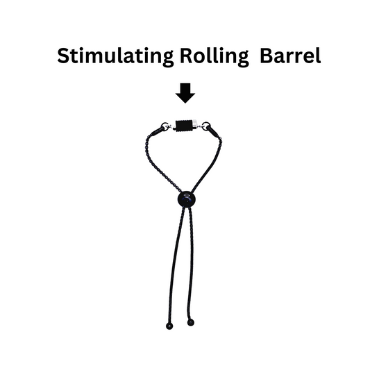 Penis Chain Noose Bracelet. Black Stainless Steel Adjustable Bolo Style Cock Ring with Stimulating Barrel Roller