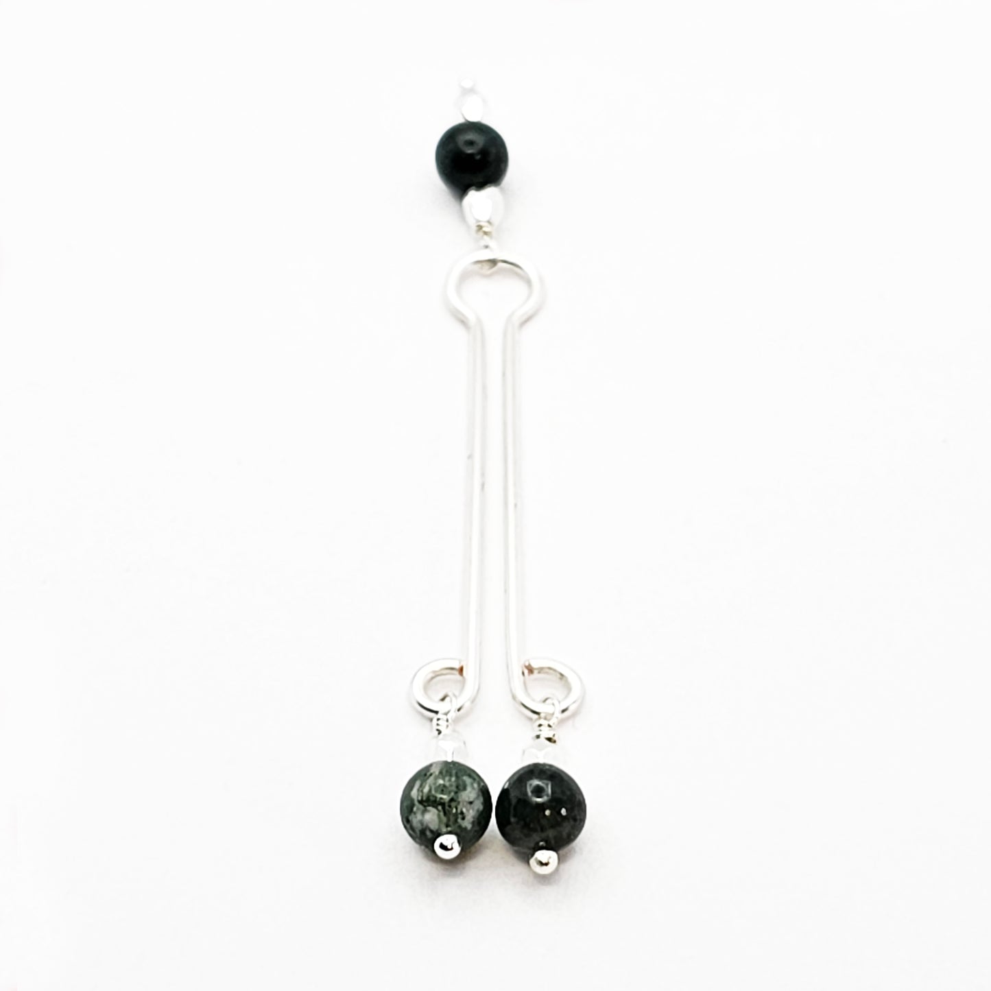 Nipple Ring and Labia Clip with Jasper, Matching Set, Non Piercing. Not Pierced Intimate Body Jewelry for Women.