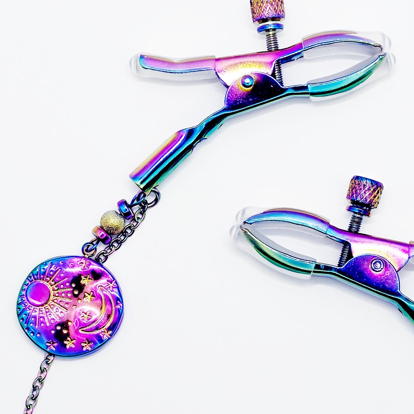 Chain Attached Rainbow Nippe Clamps