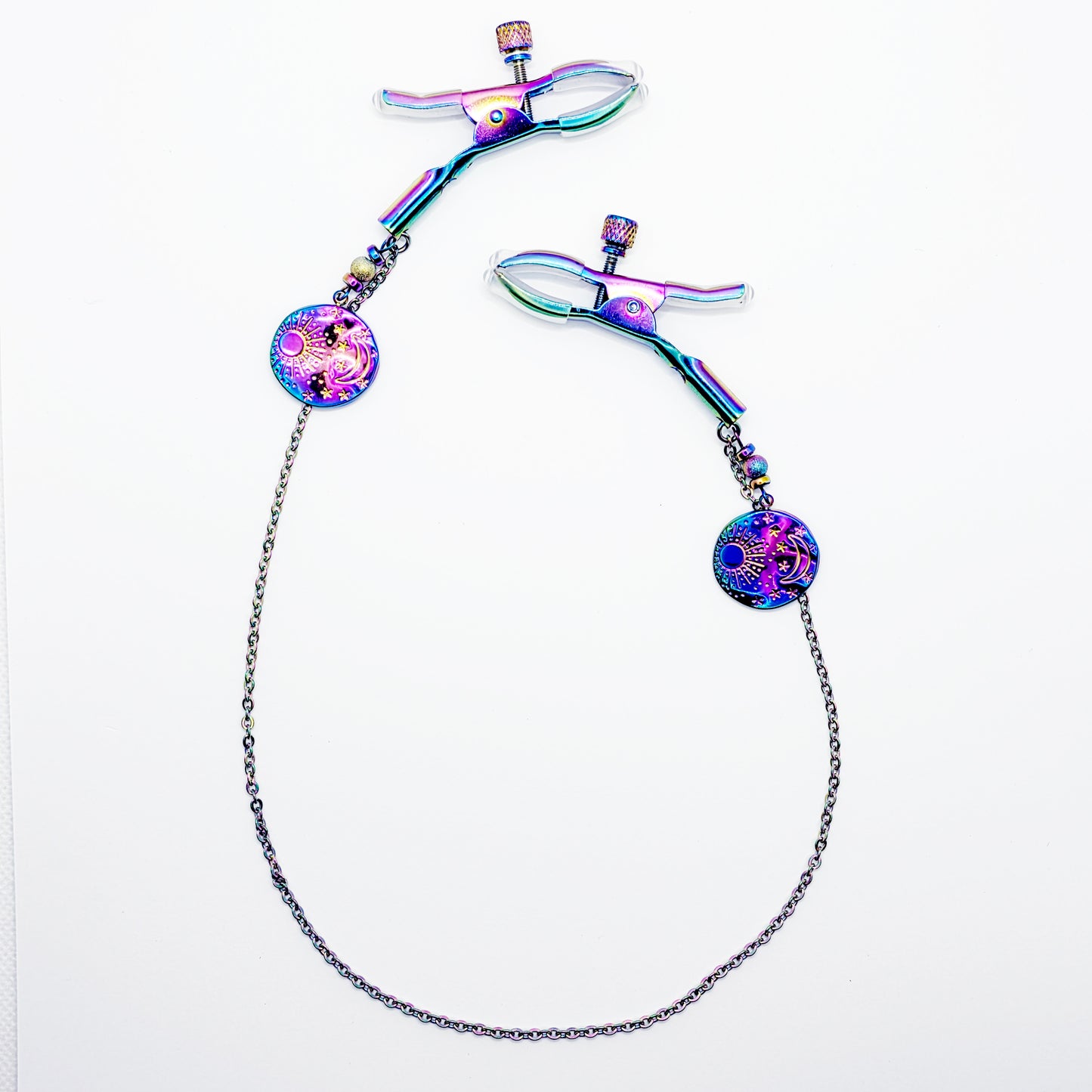 Chain Attached Rainbow Nippe Clamps