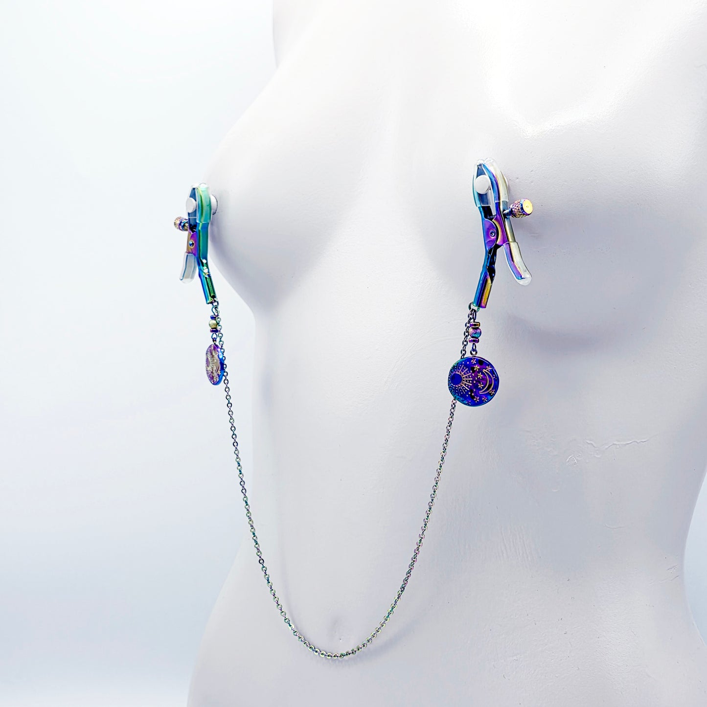 Chain Attached Rainbow Nippe Clamps