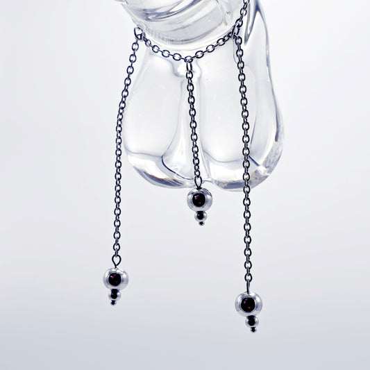 Stainless Steel Triple Bead Dangle Chain Penis Noose.