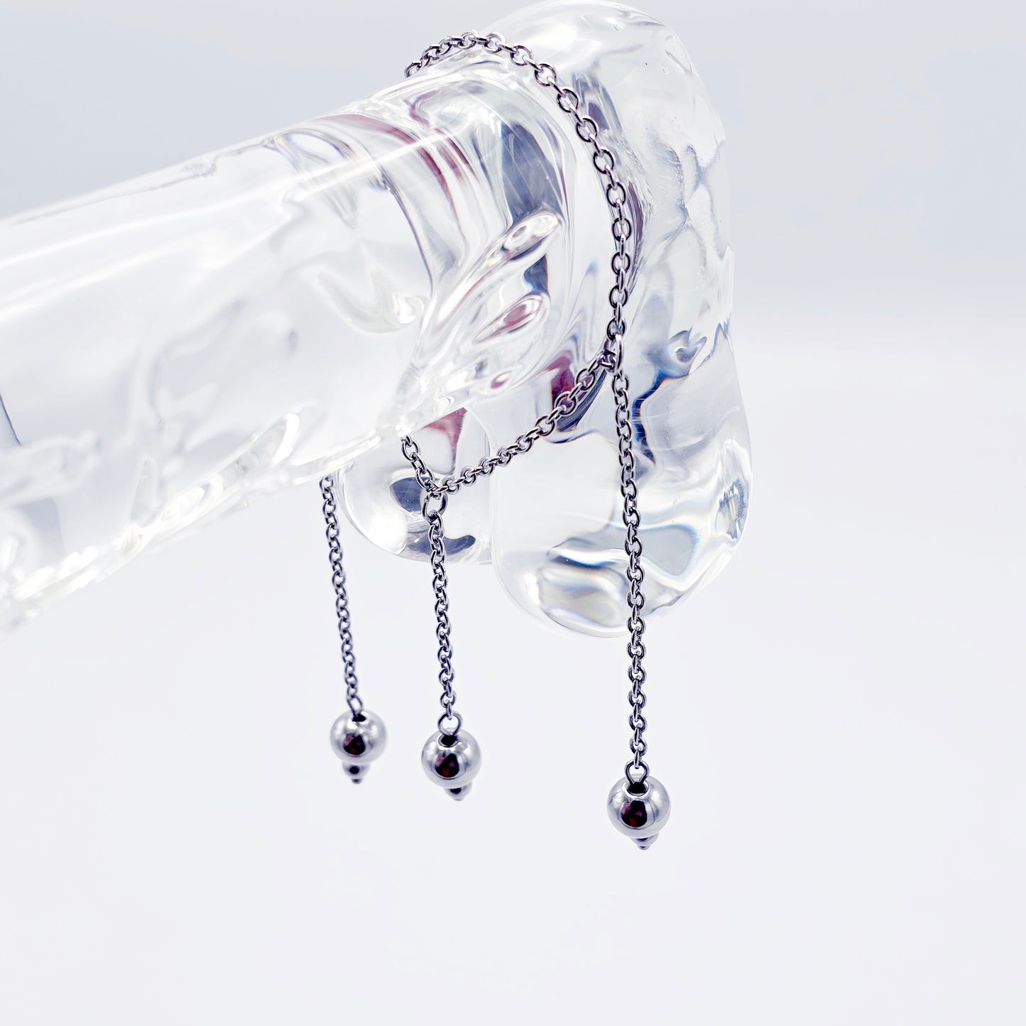Stainless Steel Triple Bead Dangle Chain Penis Noose.
