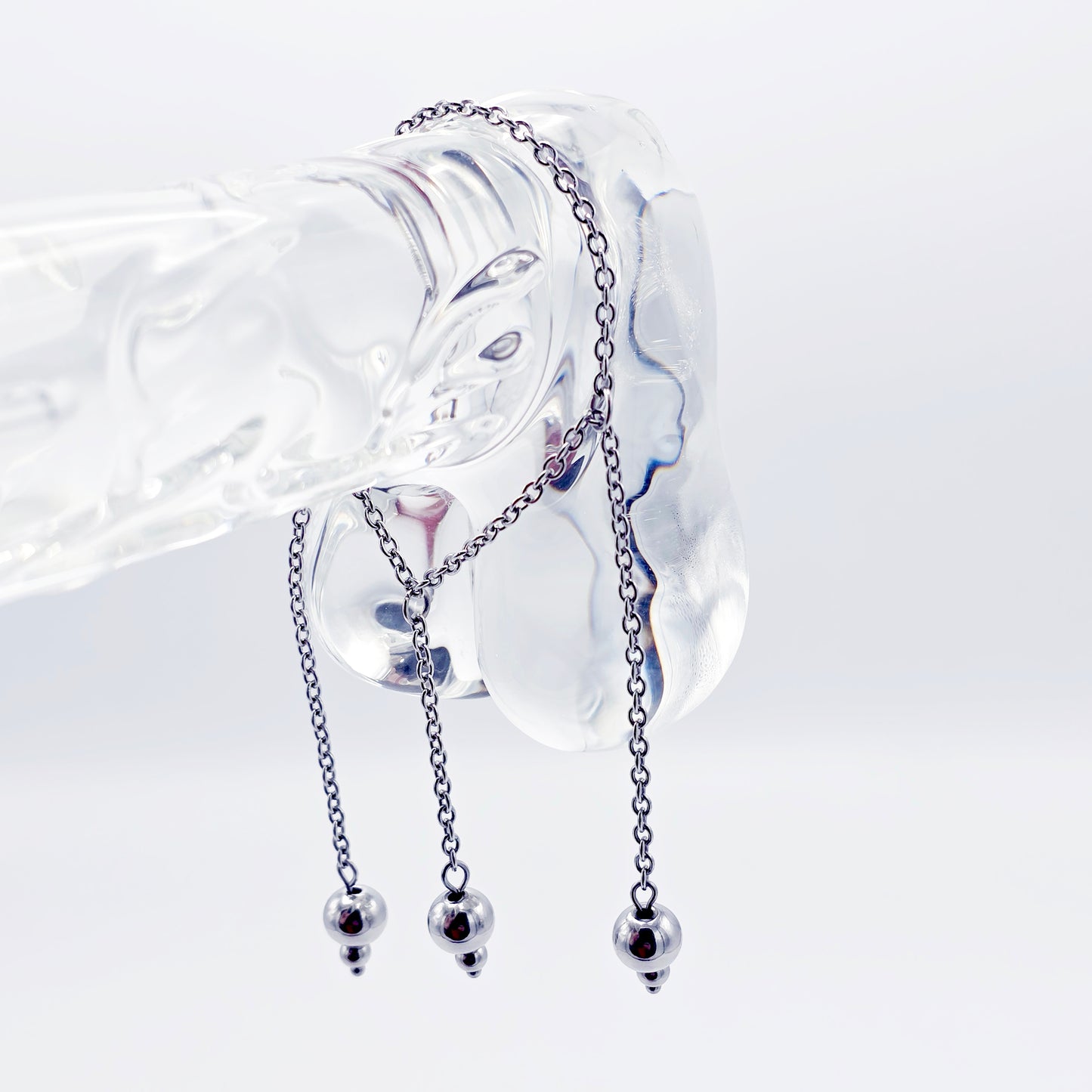Stainless Steel Triple Bead Dangle Chain Penis Noose.