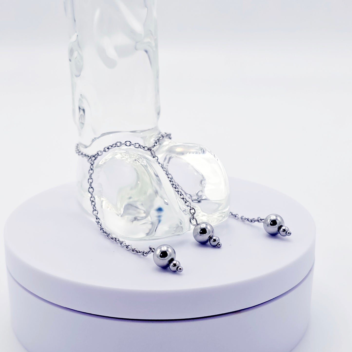 Stainless Steel Triple Bead Dangle Chain Penis Noose.