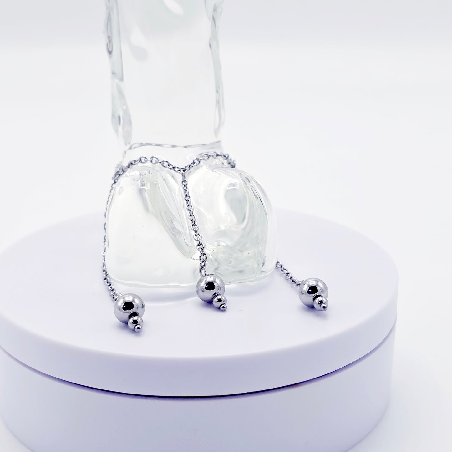 Stainless Steel Triple Bead Dangle Chain Penis Noose.