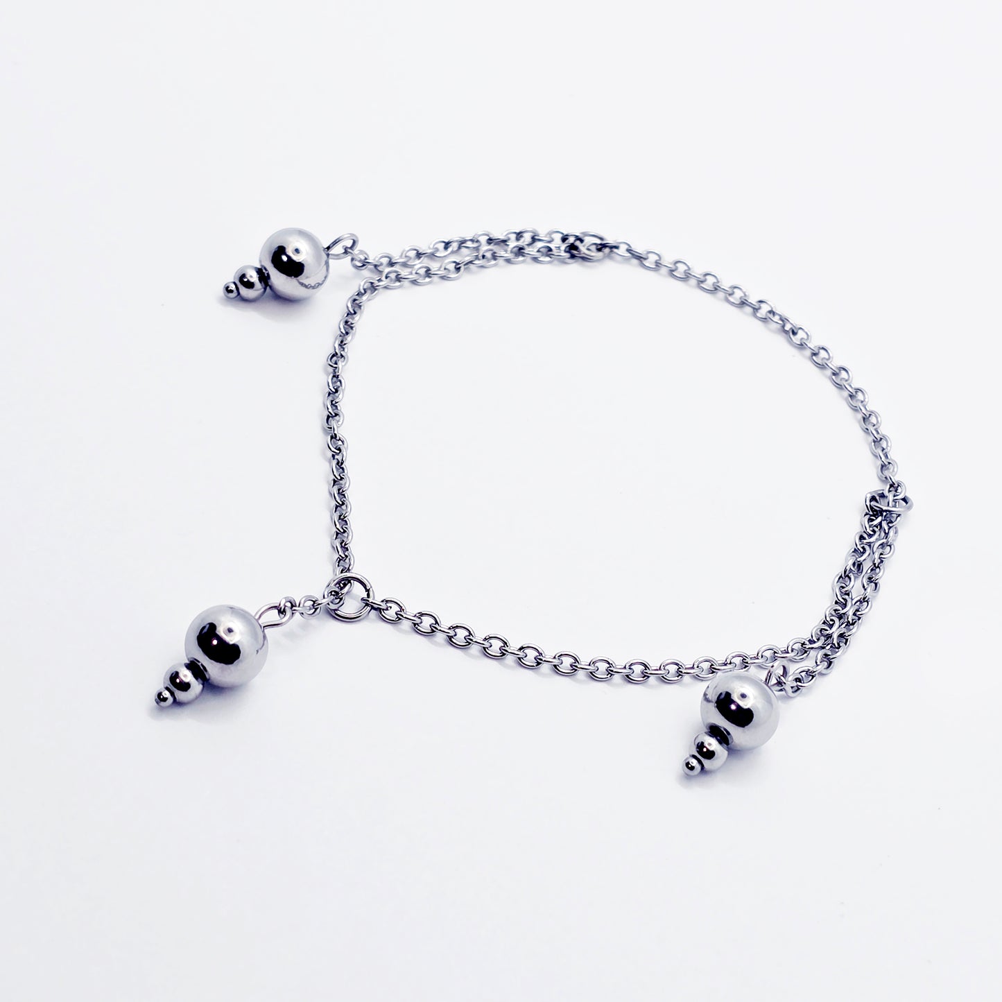 Stainless Steel Triple Bead Dangle Chain Penis Noose.