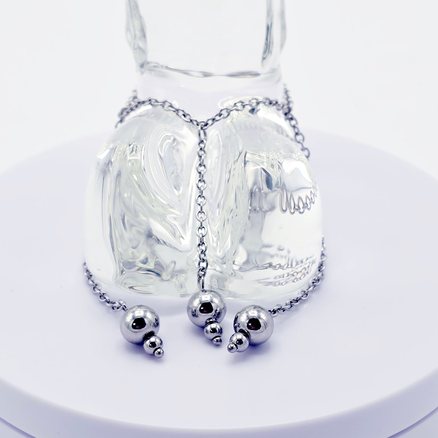 Stainless Steel Triple Bead Dangle Chain Penis Noose.