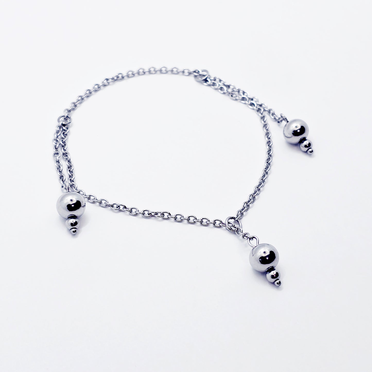 Stainless Steel Triple Bead Dangle Chain Penis Noose.