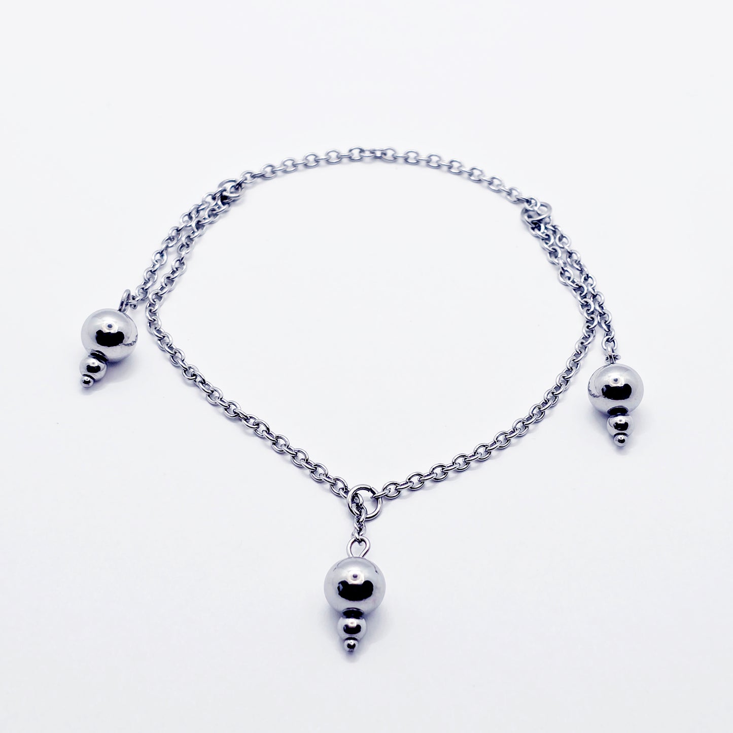 Stainless Steel Triple Bead Dangle Chain Penis Noose.