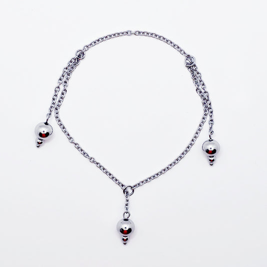 Stainless Steel Triple Bead Dangle Chain Penis Noose.