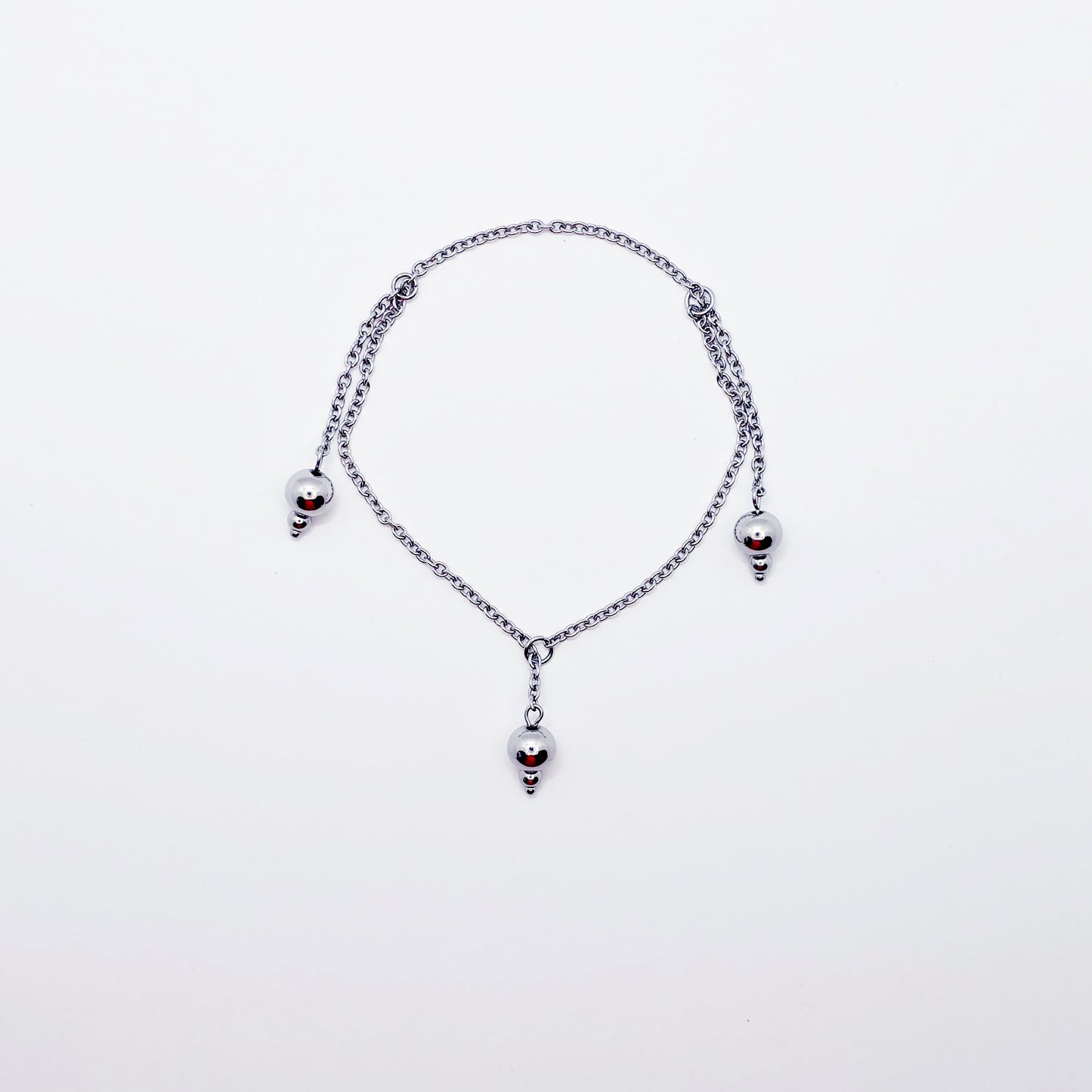 Stainless Steel Triple Bead Dangle Chain Penis Noose.