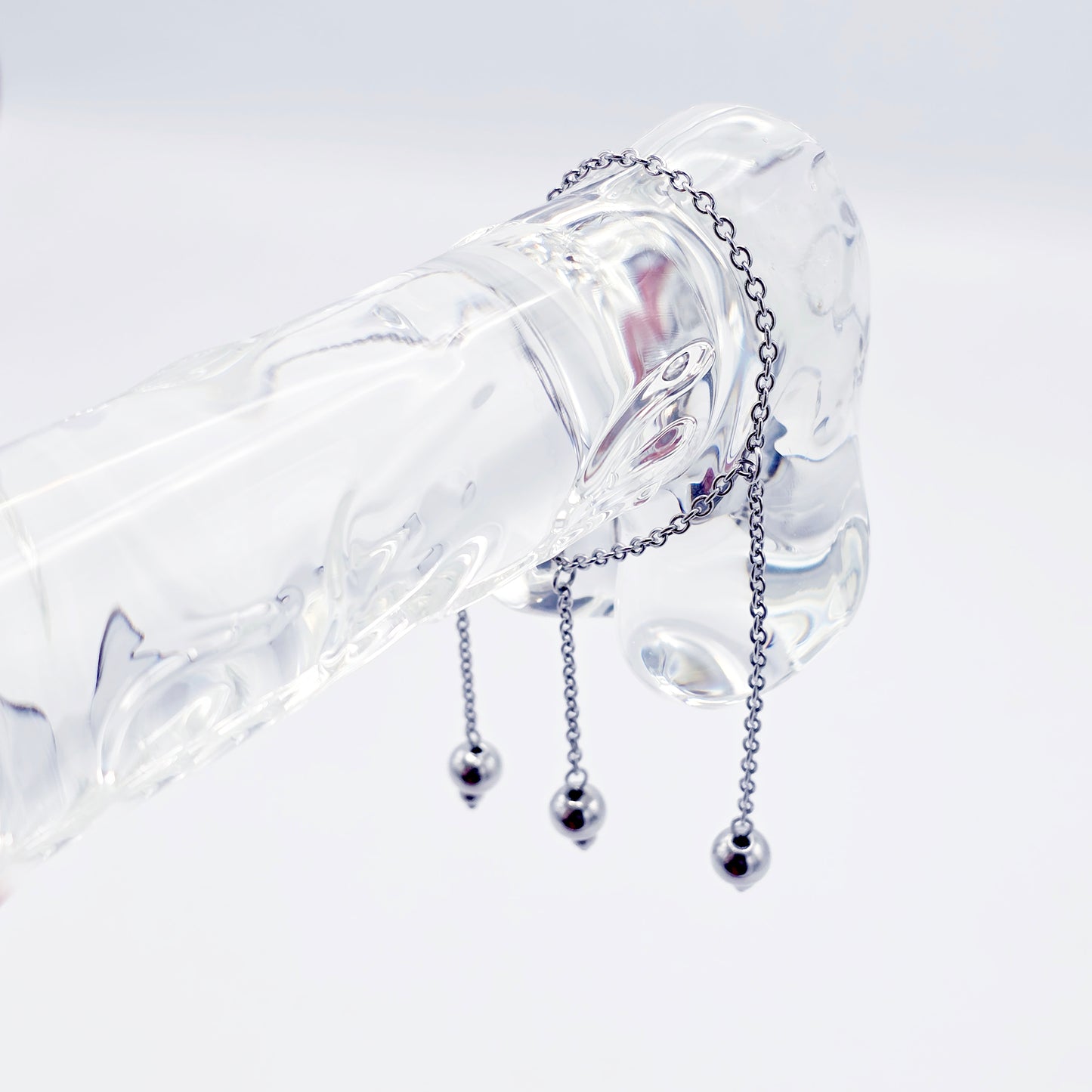 Stainless Steel Triple Bead Dangle Chain Penis Noose.