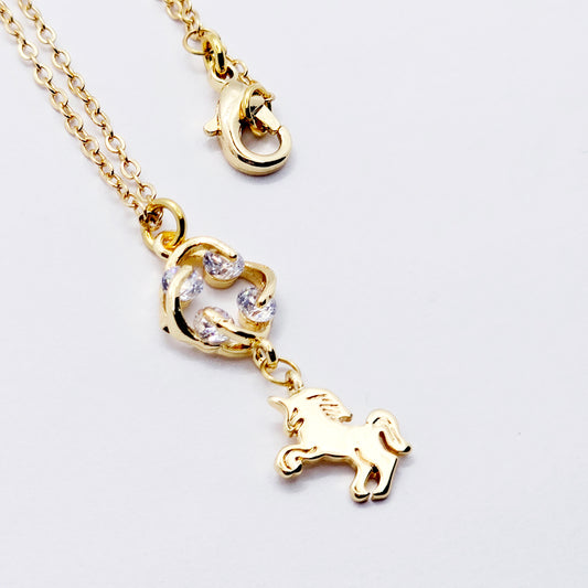 Gold Unicorn Necklace. 18K Gold Dainty Day Collar for Submissive Unicorn, BDSM Gift for Women Sub.