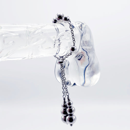 Beaded Penis Noose , Stainless Steel. Stimulating Weighted Penis Chain Noose Bracelet.