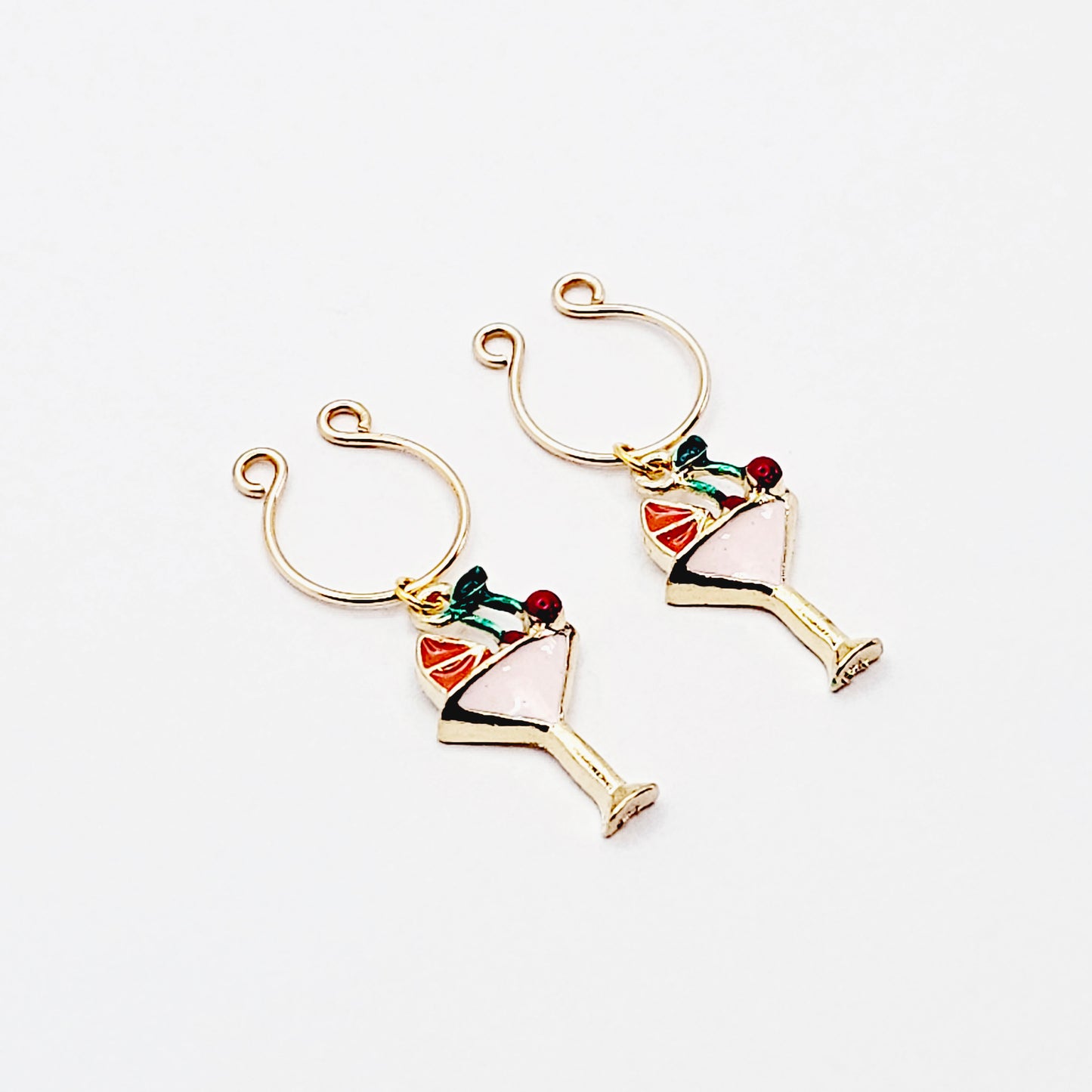 Non Piercing Nipple Rings with Fruity Martini Glasses. Fun and Sexy Summer Body Jewelry for Women.