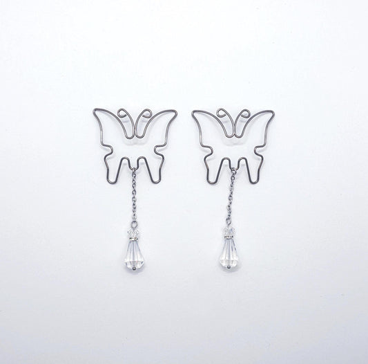 Butterfly Nipple Shields, Stainless Steel, with Crystals.