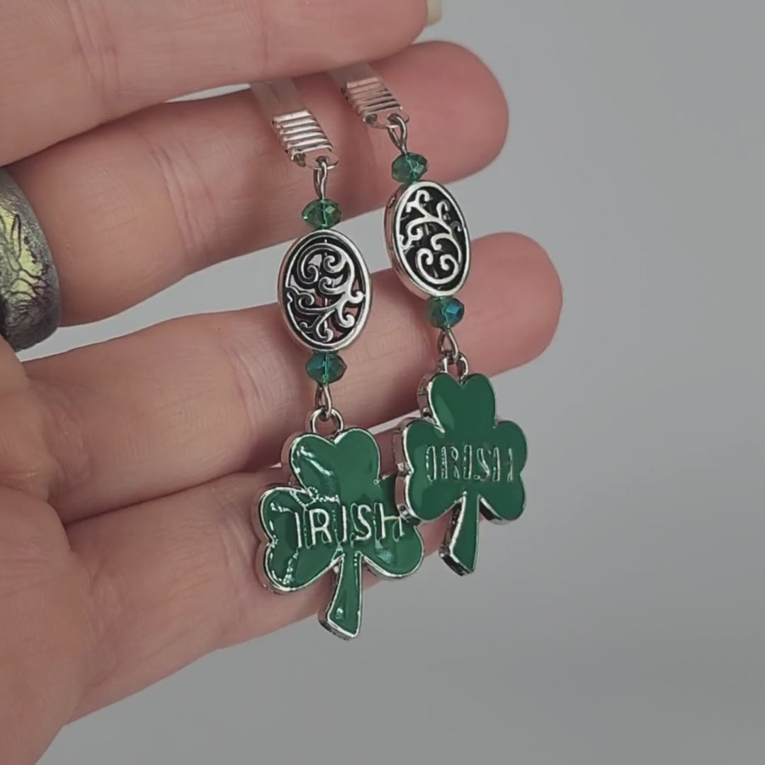 Non-Piercing Nipple Nooses with Beads and Green Shamrock Irish Pendants