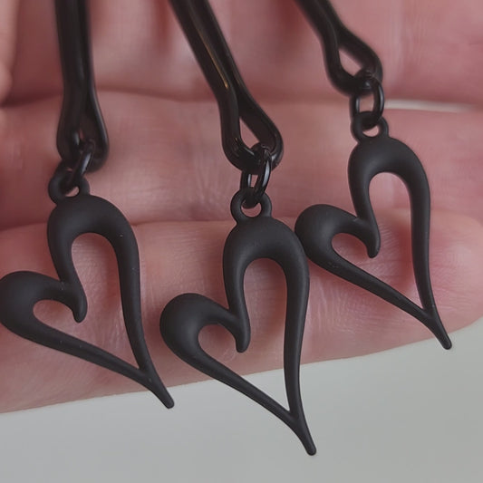 Black Clit Clamp, Black with Heart. Tweezer Clitoral Clamp. Adult Toy for Women, MATURE, BDSM