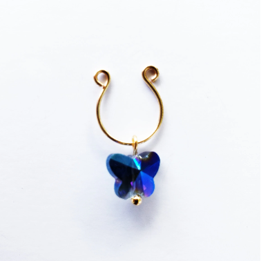 Gold and Crystal Butterfly Nipple Rings Non Piercing. BDSM, Nipple Clamps