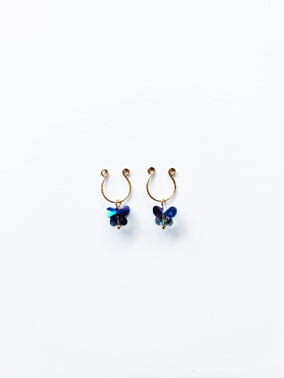 Gold and Crystal Butterfly Nipple Rings Non Piercing. BDSM, Nipple Clamps