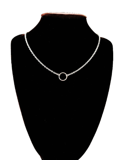 Stainless Steel Circle of O Necklace, Discreet Day Collar, 24/7 BDSM Submissive Collar, Choker