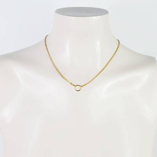 Stainless Steel O Ring Choker, Discreet Day Collar for Sub/slave. Gold Circle of O Necklace. BDSM Submissive