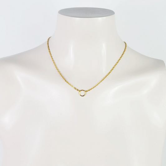 Stainless Steel O Ring Choker, Discreet Day Collar for Sub/slave. Gold Circle of O Necklace. BDSM Submissive