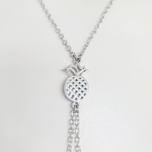Silver Erotic Pineapple Necklace with Non Piercing Nipple Nooses or Clamps. Alternative Lifestyle, Swingers