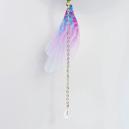 Non Piercing Nipple Dangles With Fabric Wings and Crystal on Nipple Nooses Or Nipple Clamps. BDSM