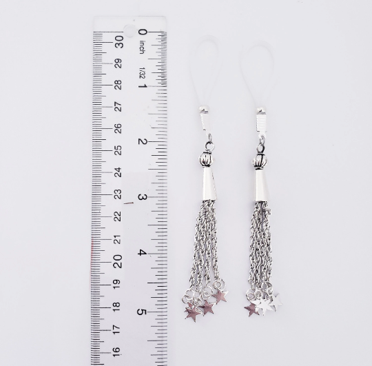 Non Piercing Nipple Dangles with Silver Stars. Choose Nooses or Clamps.