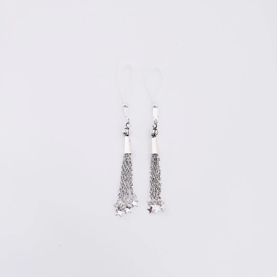 Non Piercing Nipple Dangles with Silver Stars. Choose Nooses or Clamps.