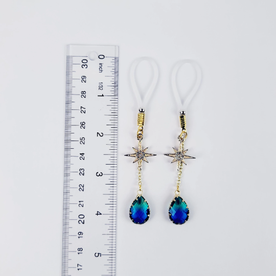 Gold Star and Crystal Nipple Nooses or Nipple Clamps.