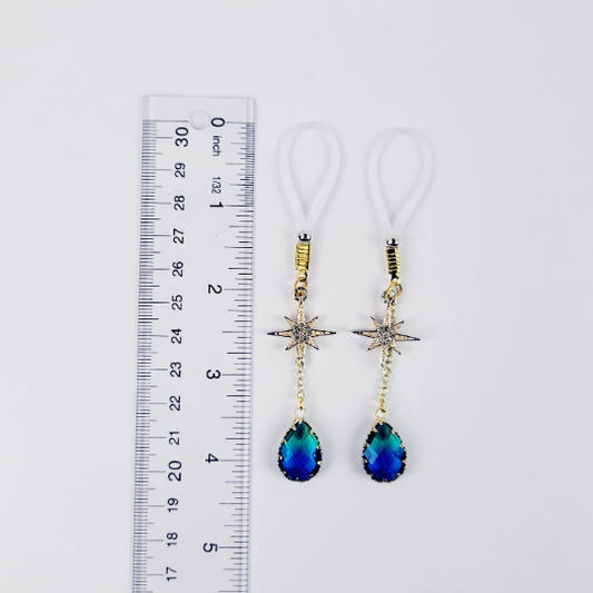 Gold Star and Crystal Nipple Nooses or Nipple Clamps.