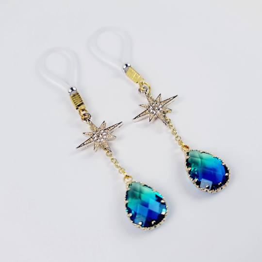 Gold Star and Crystal Nipple Nooses or Nipple Clamps.