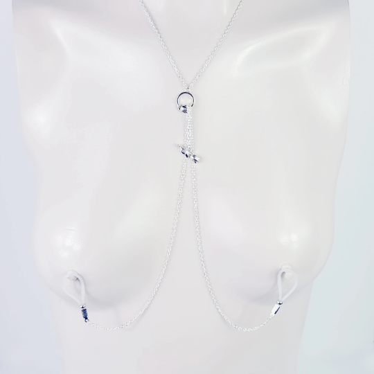 Tulip Necklace With Removable Nipple Chains. Non Piercing Nipple Nooses, Rings, or Clamps. Silver, Rose Gold, Gold.