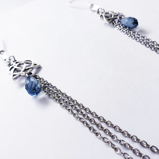 Non Piercing Nipple Chains with Triquetra and Heart Pendants with Nipple Nooses or Clamps. BDSM