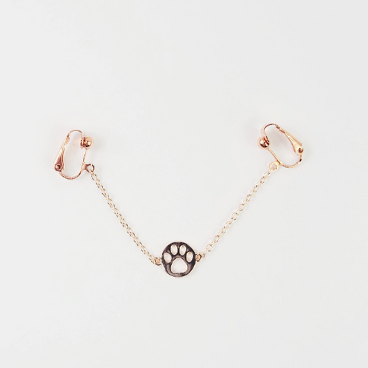 Non Piercing BDSM Pet Play Rose Gold Paw Print Labia Chain Dangle.