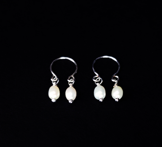 Nipple Rings Non Piercing with Pearl Dangles. Intimate Jewelry. Set of two. BDSM