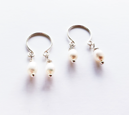 Nipple Rings Non Piercing with Pearl Dangles. Intimate Jewelry. Set of two. BDSM