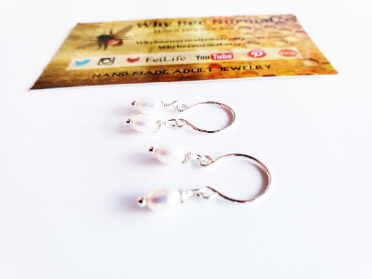 Nipple Rings Non Piercing with Pearl Dangles. Intimate Jewelry. Set of two. BDSM