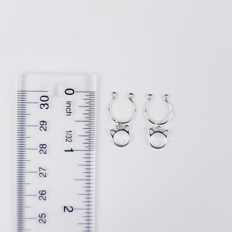 Silver Kitten Nipple Rings, Non-Piercing.