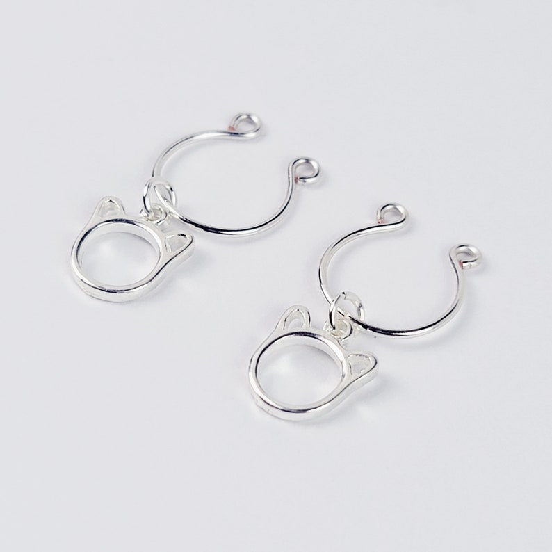 Silver Kitten Nipple Rings, Non-Piercing.