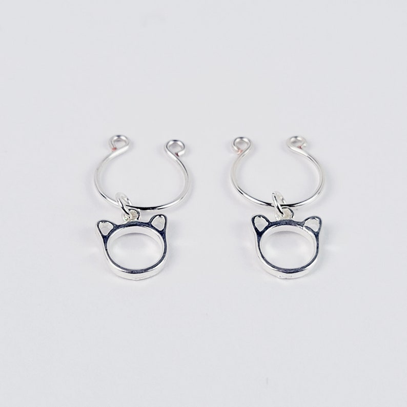 Silver Kitten Nipple Rings, Non-Piercing.