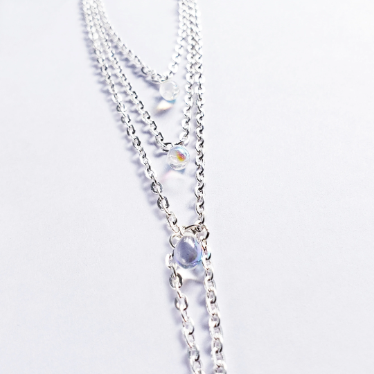 Elegant crystal teardrop 3 tiered necklace with attached nipple nooses or feel the sting with nipple clamps. BDSM, Submissive, DDLG