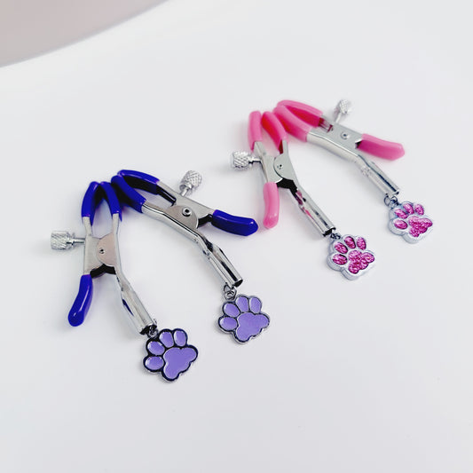Adjustable Nipple Clamps with Paw Print Charm