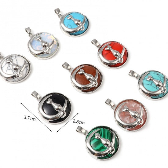 Necklace to Nipple, Non Piercing with Kitten On Moon Crystal Pendant of Your Choice. Multiple Nipple Attachments Options.